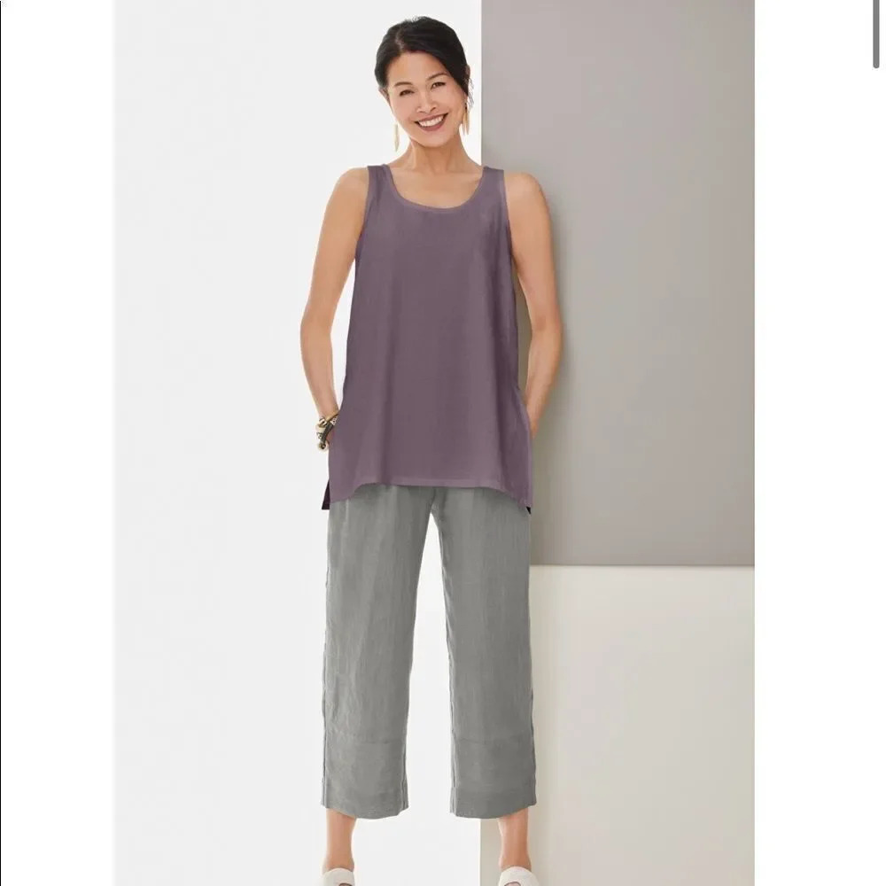 NWT Artful Home Go Lightly Maia A-Line Loose Linen Lavender Tank